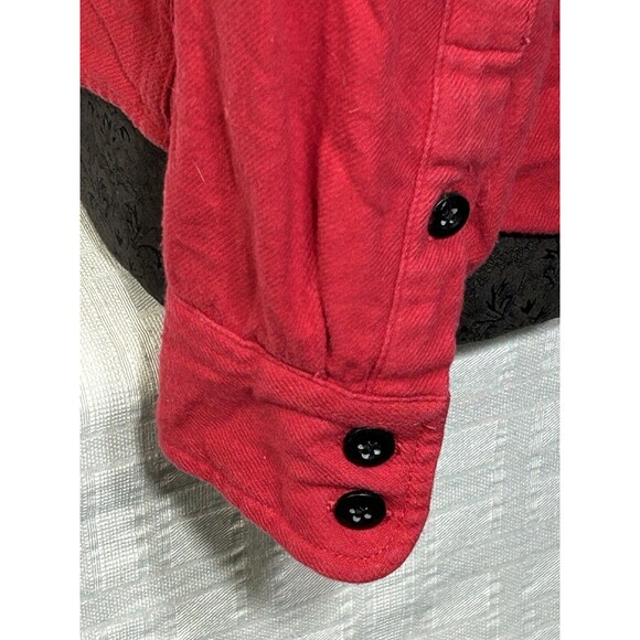 Topo Designs Solid Red Button Down Flannel Shirt Women Large Western Long Sleeve - Picture 5 of 13